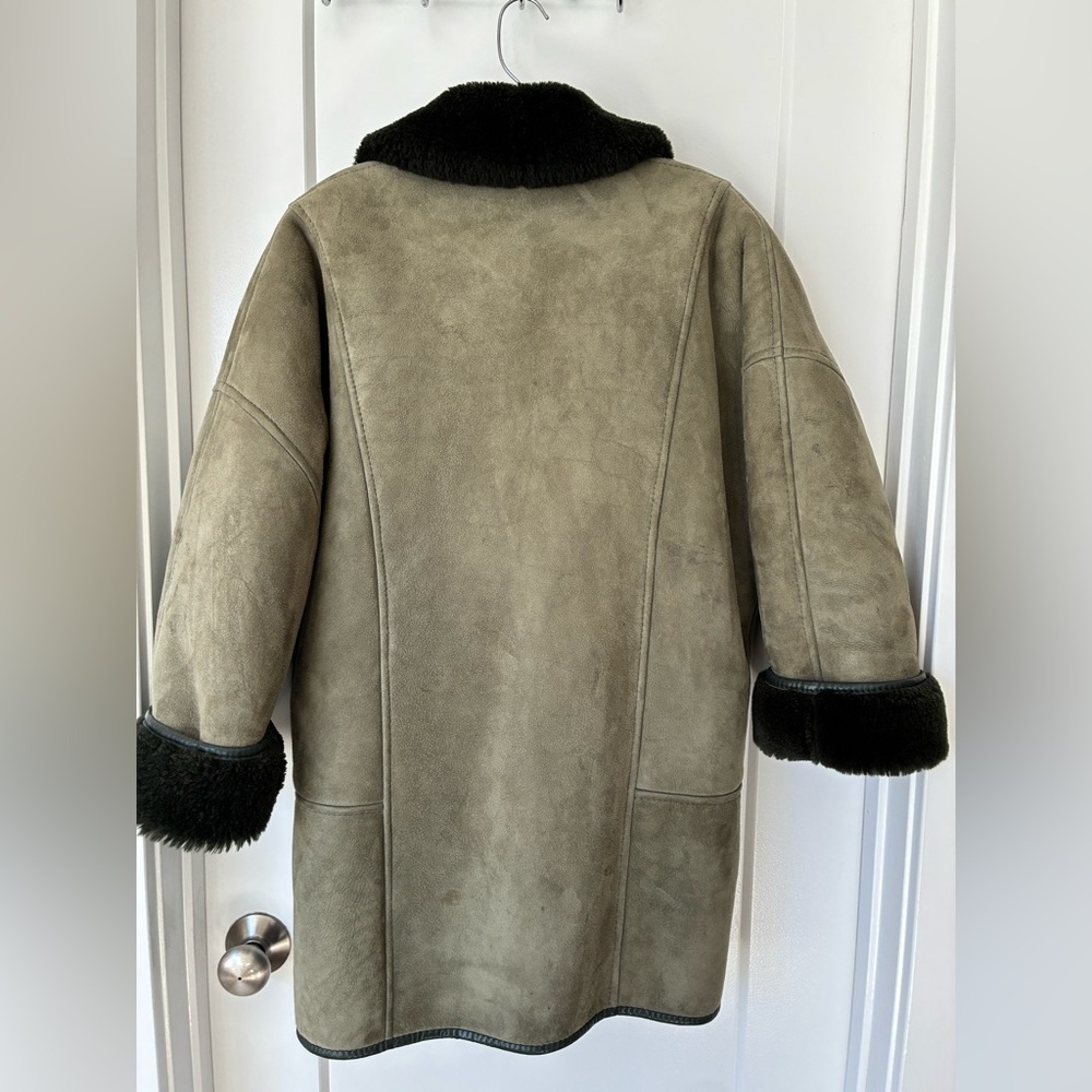 Vintage Aorangi Green Sheepskin Shearling Coat With Virgin Wool Pile View 2